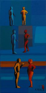 Conversation in blue environment