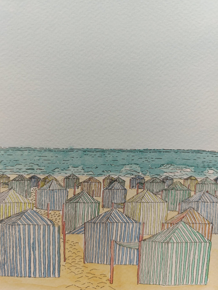 Striped Tents by the Sea