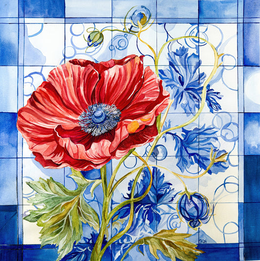 Flor de Papoula vermelha brilhante