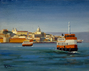 Ferry Boats Crossing the Tagus River I