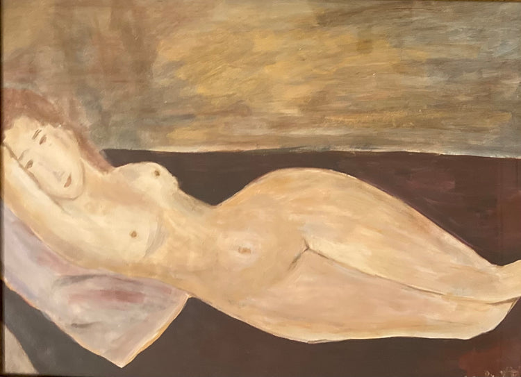 Reclining nude with head resting on right arm