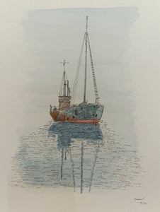 Solitude at Sea: A Calm Vessel