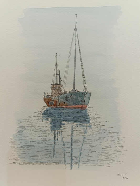 Solitude at Sea: A Calm Vessel