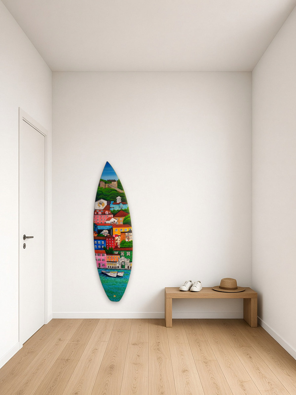 Lisboa by Angie Hickson shown wall-mounted vertically in an entrance hall