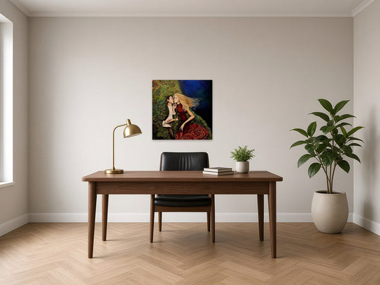 Lost In The Dream by Angie Hickson shown above the desk in a home office
